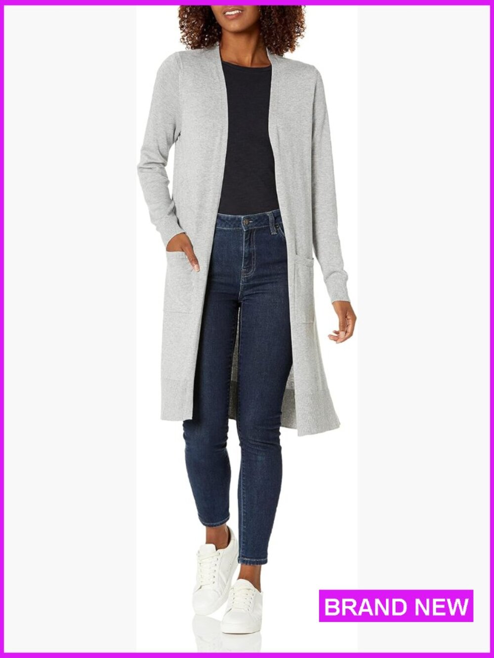 Long Sleeve Open Front Cardigan Sweater Lightweight Classic Knit Layering Piece